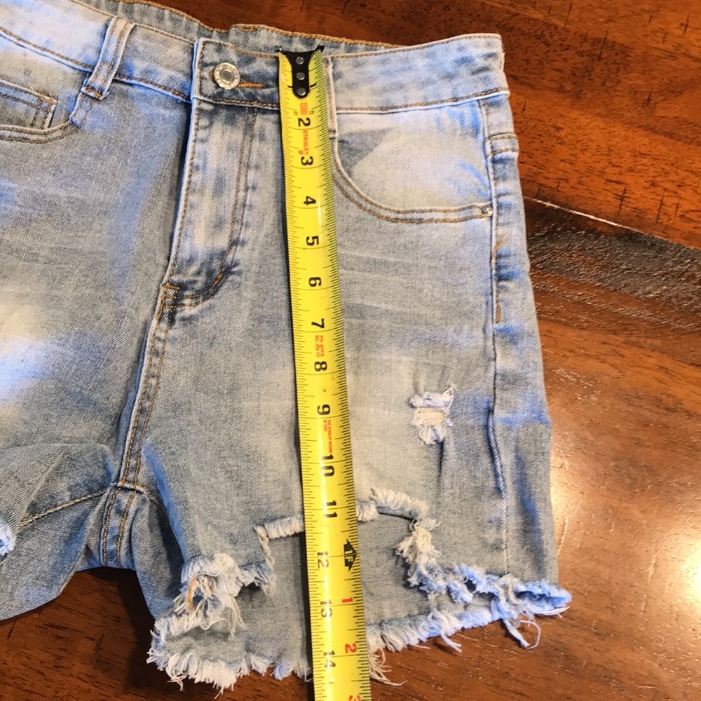 Distressed High Rise Denim Shorts - Picture 11 of 11